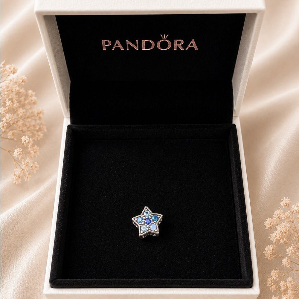 Pandora Blue and Silver Star Brooch Pin